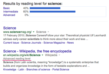 Google reading level filter - discontinued in 2015