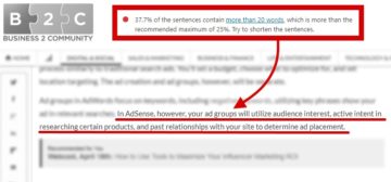 Example: How to Get the Best Results with Google AdSense Video Ads Read more at https://www.business2community.com/video-marketing/get-best-results-google-adsense-video-ads-02036784 [B2C, Ana Gotter] -- 37.7% of sentences contain more than 20 words